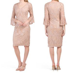 JS COLLECTIONS Beaded Mesh Bell Sleeve Dress